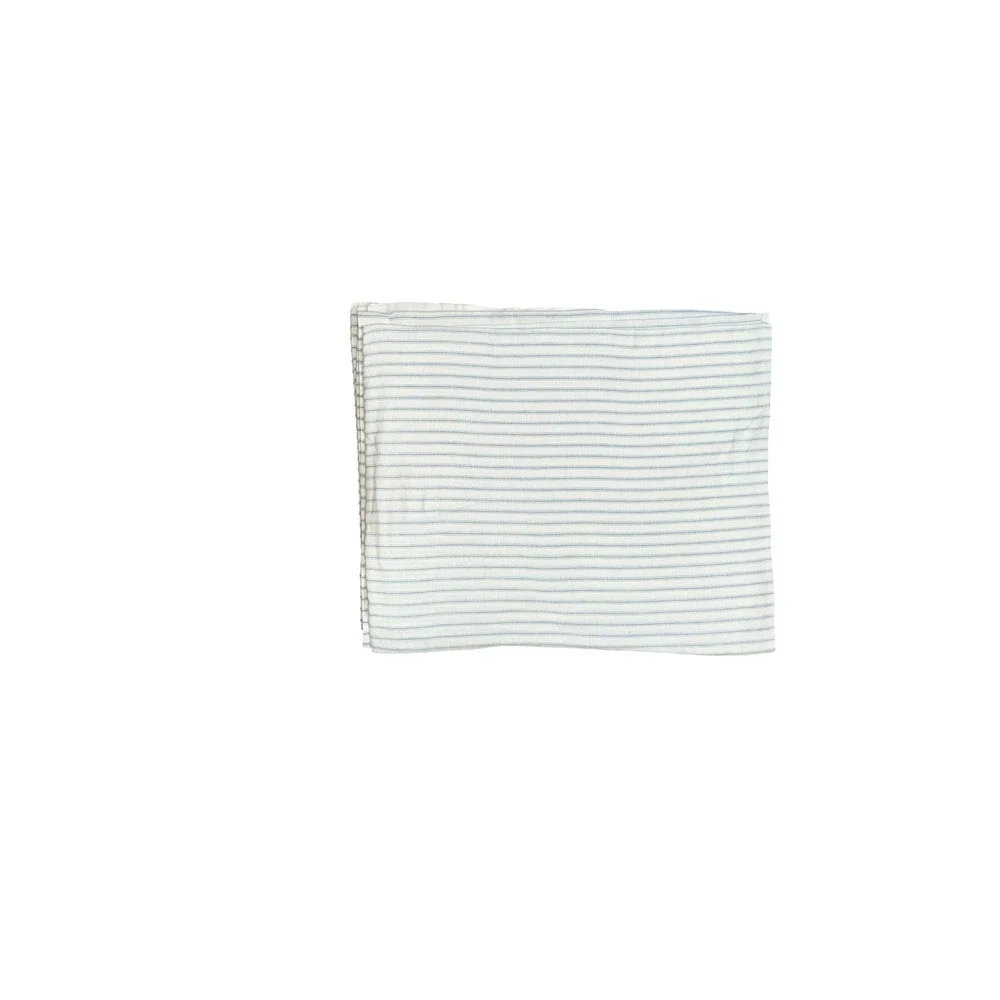 Vintage Flannel Flat Sheet Blue & White Stripe 74x88 Twin Full Size Cotton